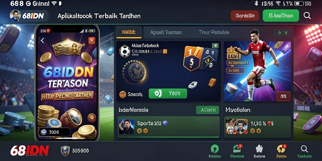Tampilan utama aplikasi 68IDN dengan berbagai opsi taruhan olahraga.