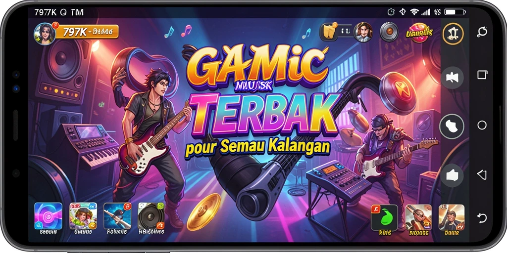 Tampilan menarik gameplay <strong>797K</strong> dengan berbagai pilihan lagu musik.