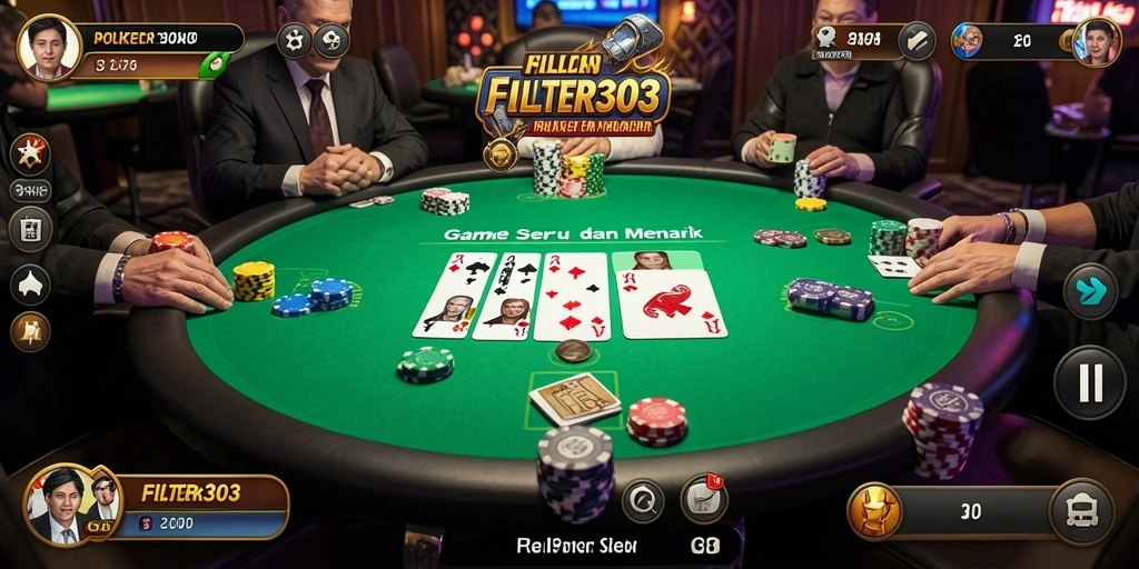 Tampilan gameplay Poker yang seru dan mendebarkan di FILTER303.