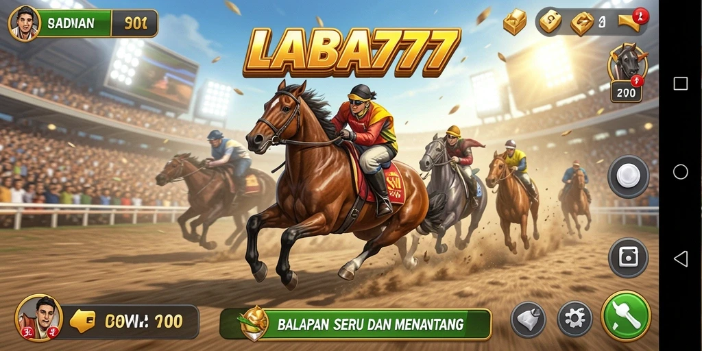 Tampilan menegangkan dari balapan di LABA777 dengan mobil cepat.