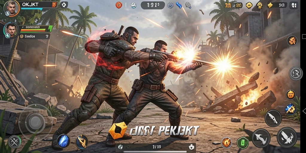 Gameplay seru OKJKT dengan aksi pertarungan yang mendebarkan.