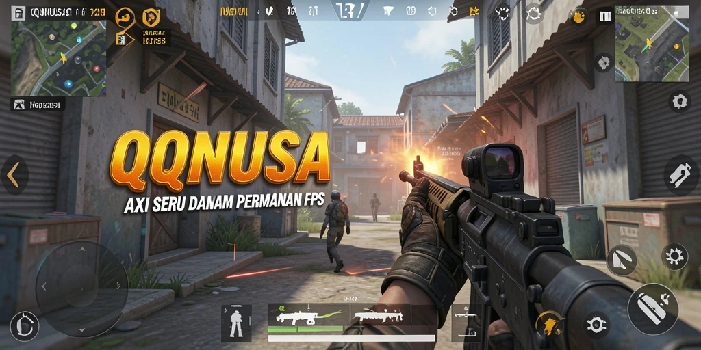 Gameplay intens QQNUSA dengan aksi tembak-menembak yang seru.